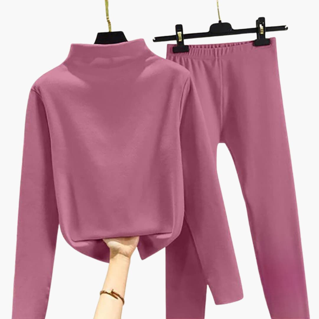 Damen Fleece Set mit langen Ärmeln und elastischem Bund