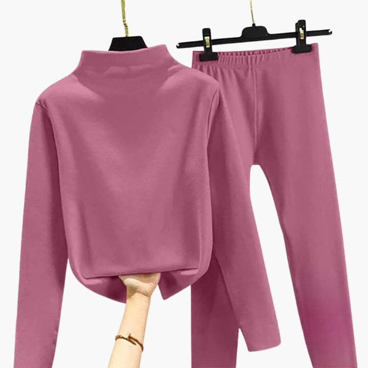 Damen Fleece Set mit langen Ärmeln und elastischem Bund