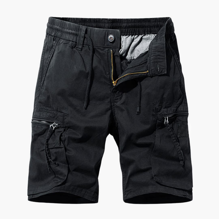Herren Sommer Cargoshorts mit Reißverschlusstaschen und Kordelzug