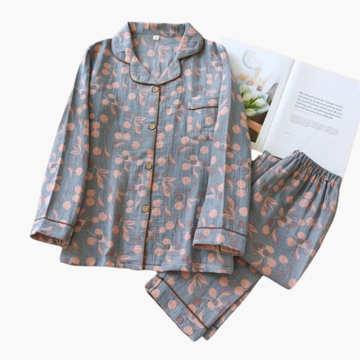 Damen Fleece Pyjama Set mit Bärenmotiv und elastischem Bund