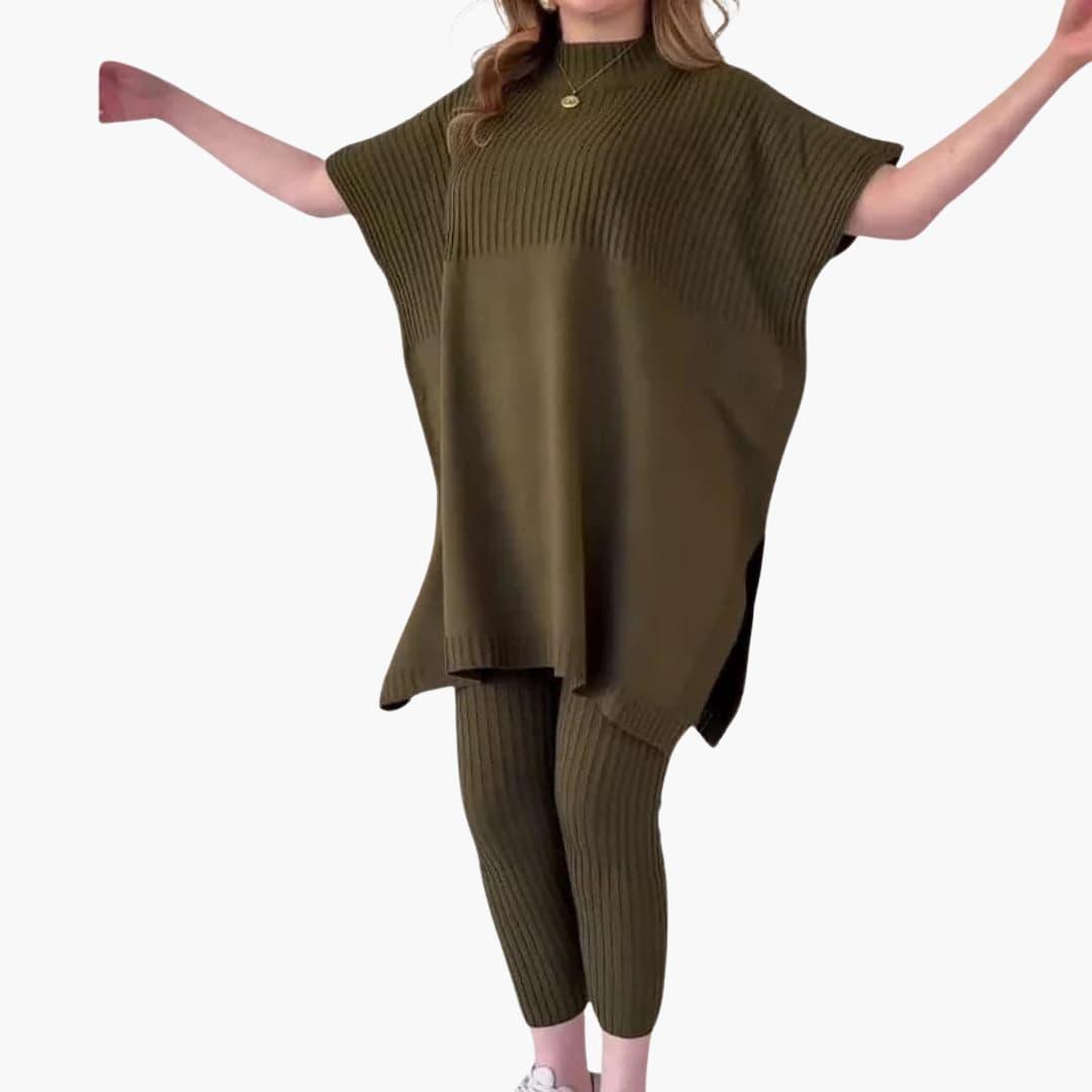 Elegantes, weiches Strick-Zweiteiler-Set für Damen - SchmiedeMode