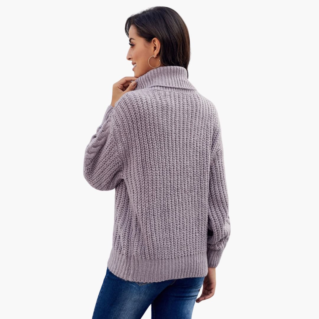 Damen pullover mit Rollkragen und Zopfmuster