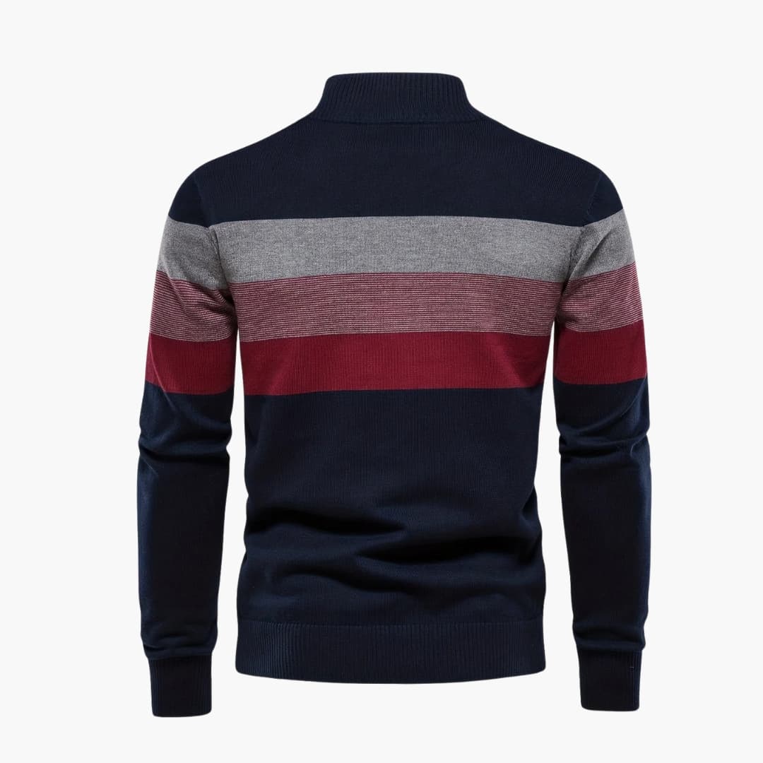 Herren pullover mit halbem Reißverschluss und gestreifter Oberfläche