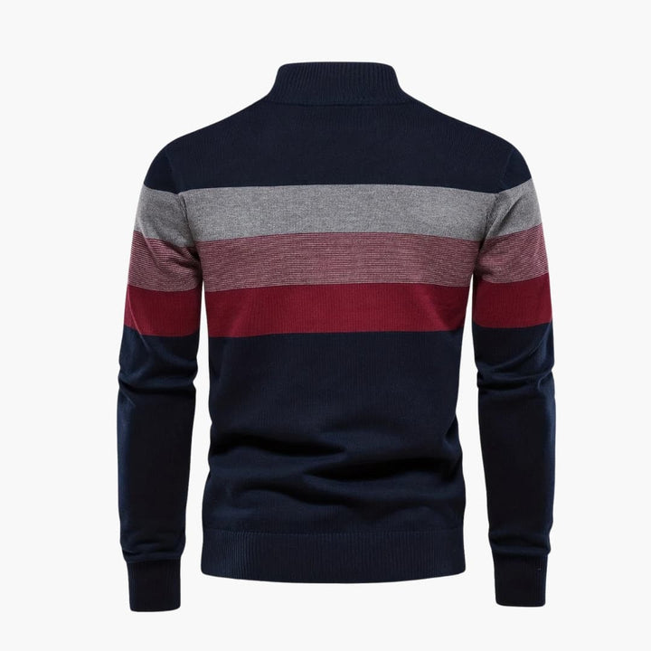 Herren pullover mit halbem Reißverschluss und gestreifter Oberfläche