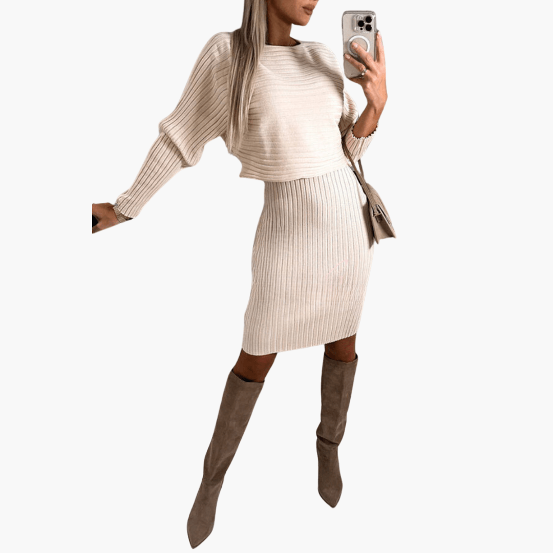 Bequemes langärmeliges Minikleid-Set für Frauen - SchmiedeMode