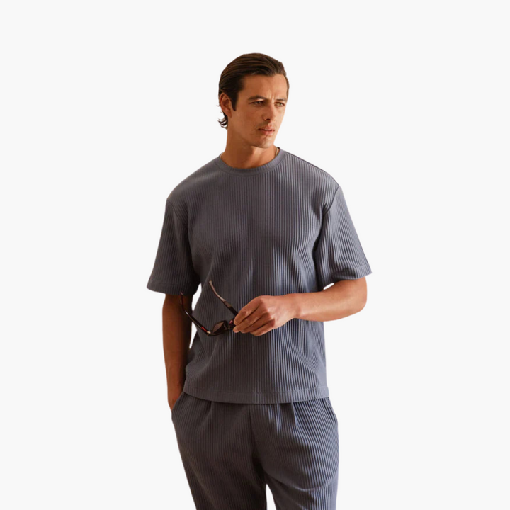 Plissee-Zweiteiler mit Kurzarmhemd - Herren Sommer-Set