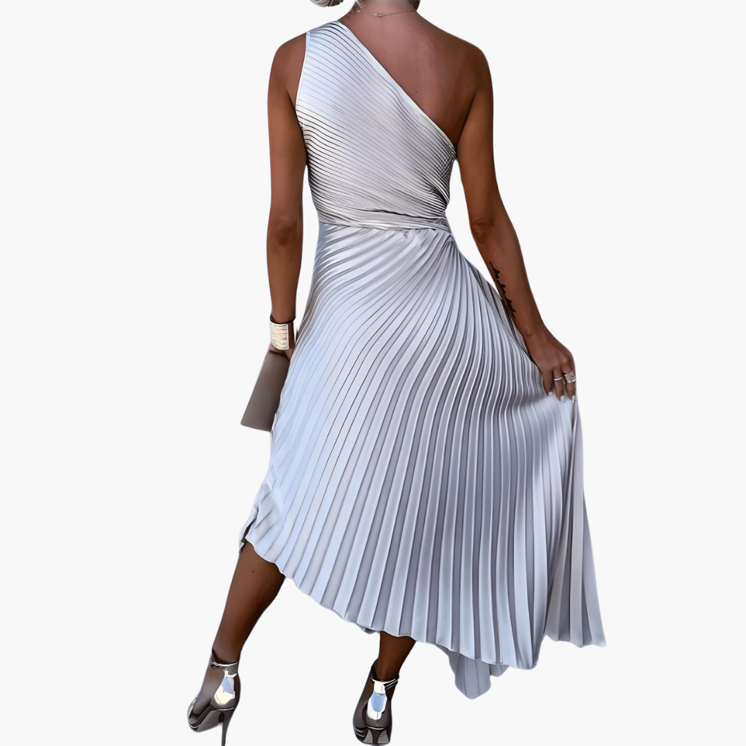 Knöchellanges ärmelloses Abendkleid für Frauen mit einer Schulter