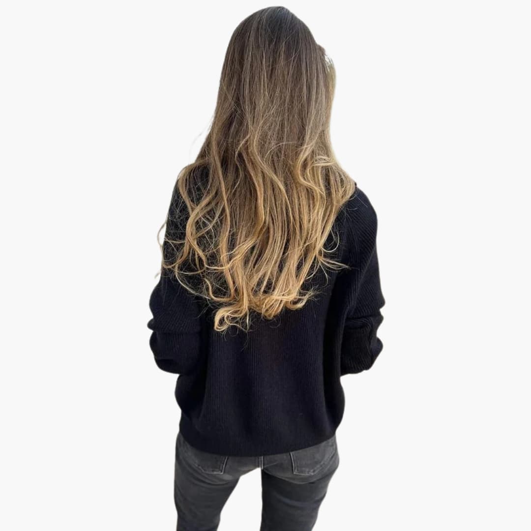 Damen Pullover mit V-Ausschnitt und Reißverschluss-Detail