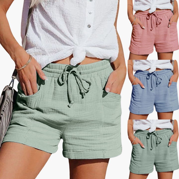 Baumwoll Sommer Shorts für Damen - Leicht mit Taschen & Bund