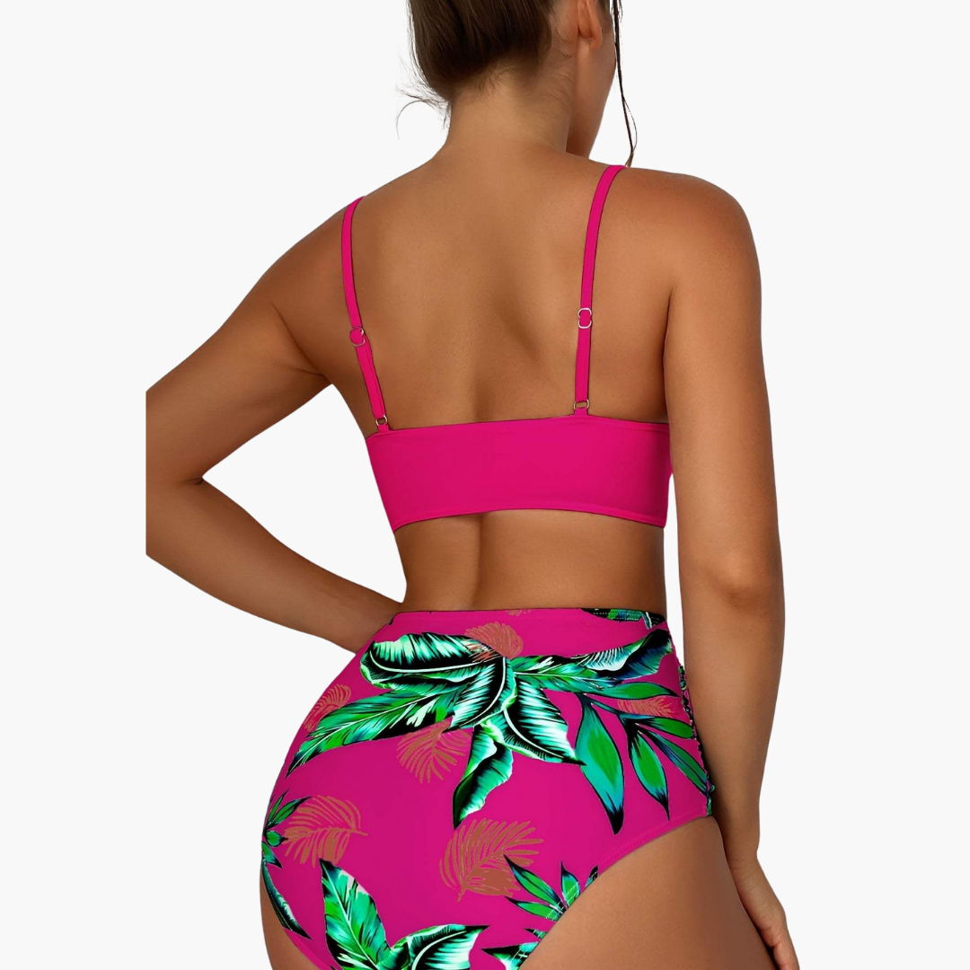 Push Up Bikini - Damen High Waist Zweiteiler mit Muster