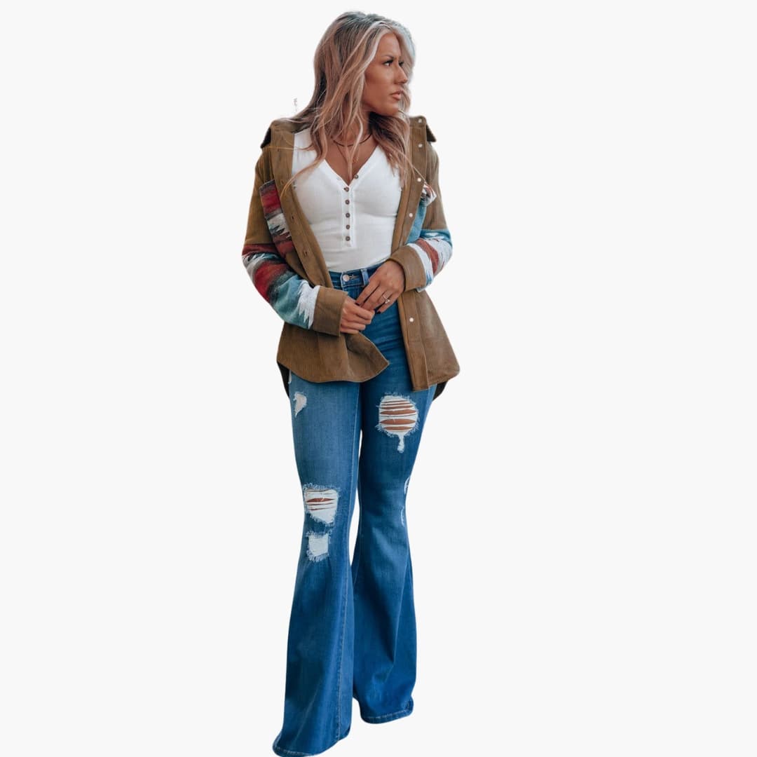 Damen Cordjacke mit Knopfleiste und Taschen