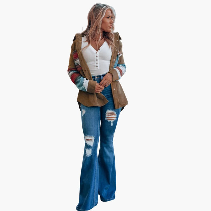 Damen Cordjacke mit Knopfleiste und Taschen