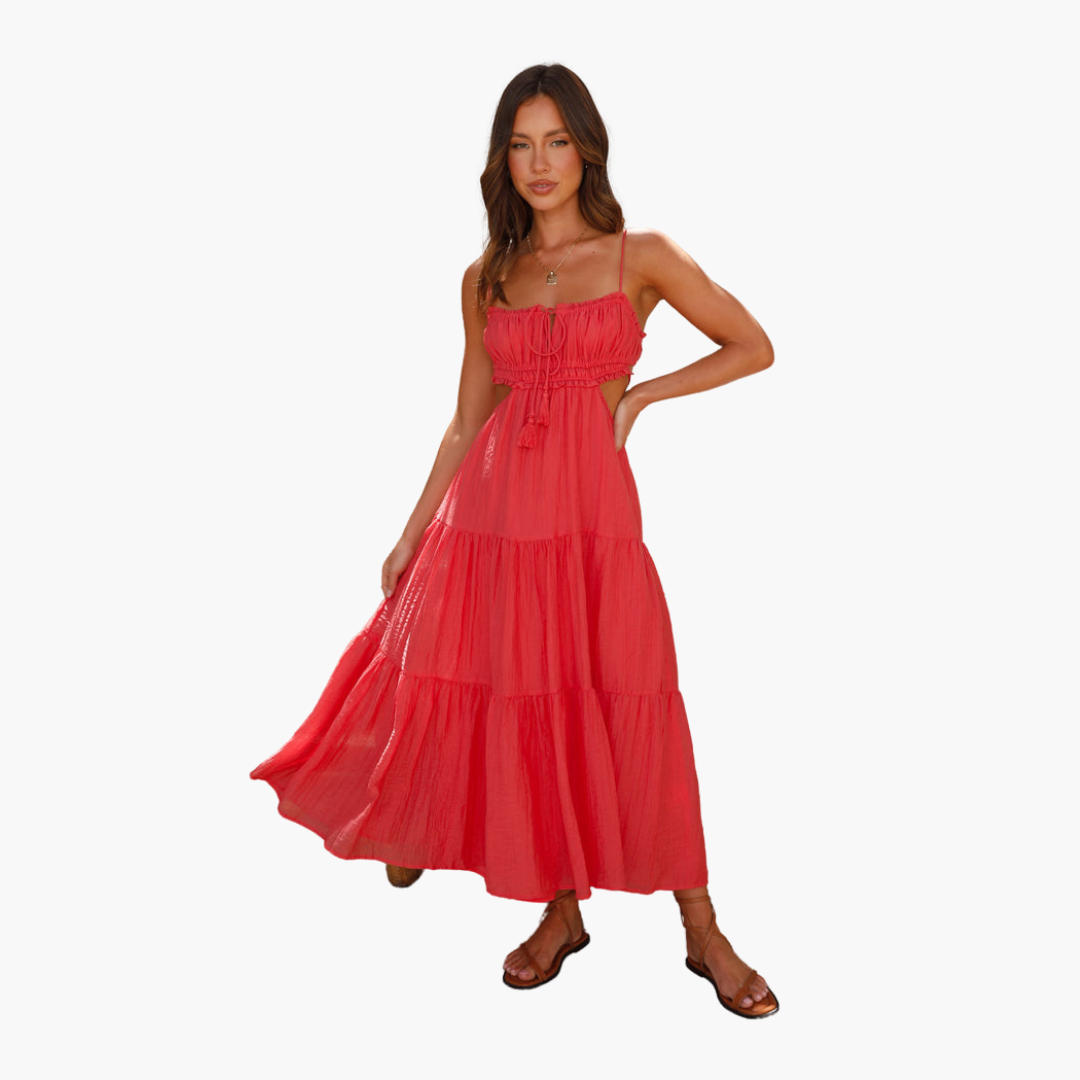 Maxikleid für Damen – Boho-Stil mit Bindebändern