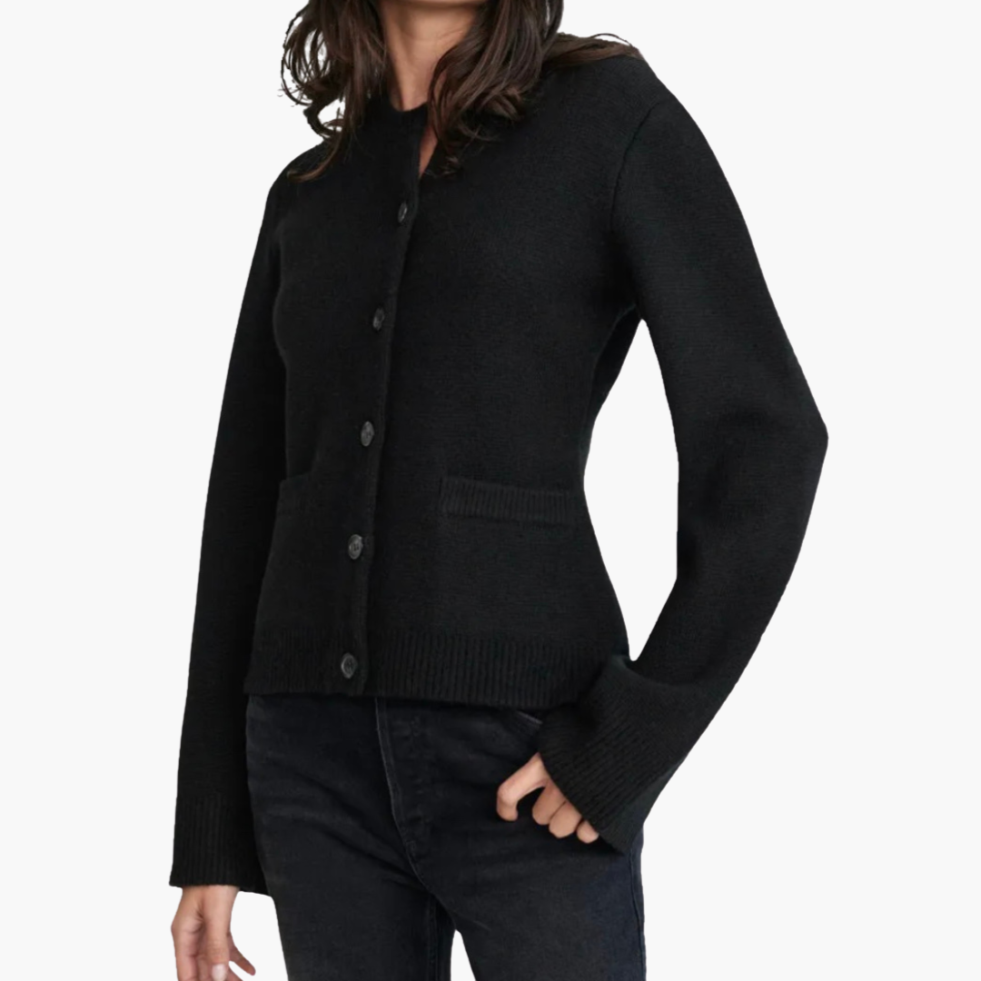 Damen Strickjacke mit Knöpfen und Rundhalsausschnitt