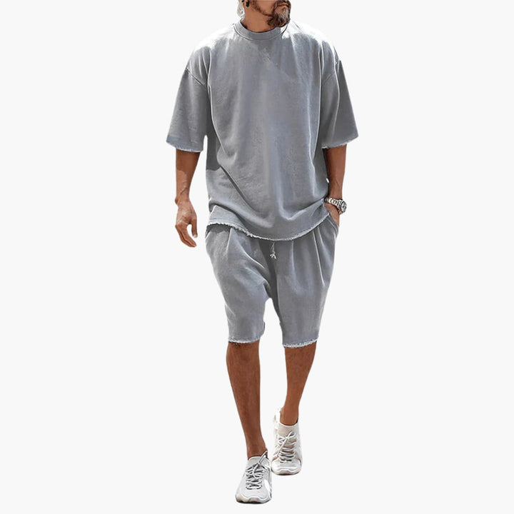 Herren Sommer Zweiteiler mit Kordelshorts und Oversize Shirt