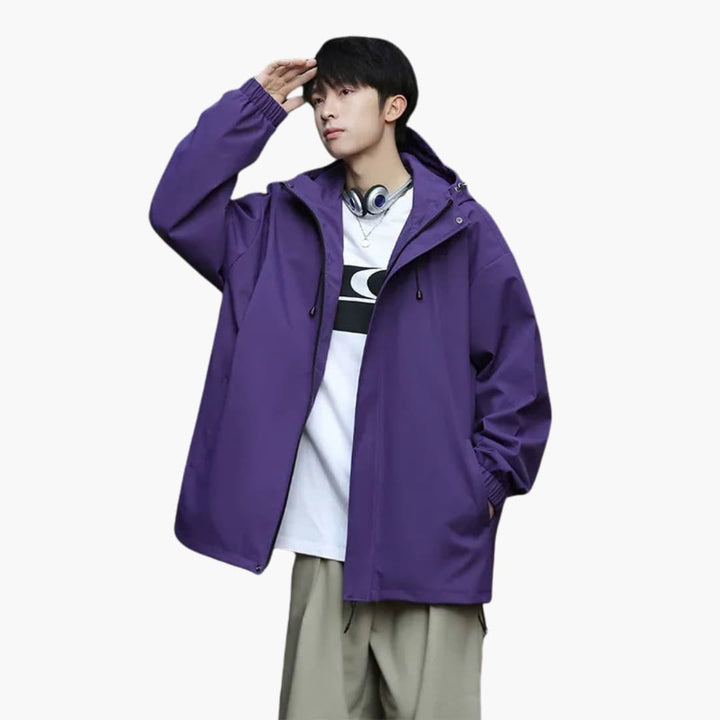 Herren Kapuzenjacke mit Reißverschluss und elastischem Saum