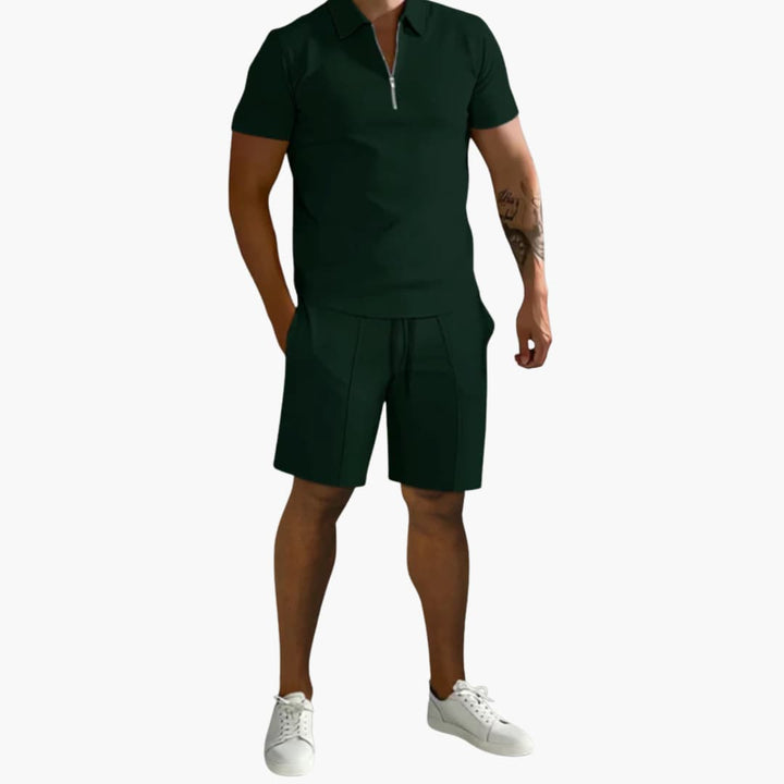 Herren Sommer-Zweiteiler mit Half-Zip-Shirt und Shorts