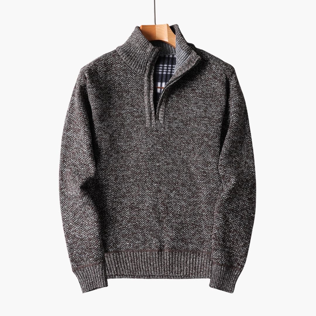 Herren pullover mit Reißverschluss am Halsausschnitt und geripptem Saum