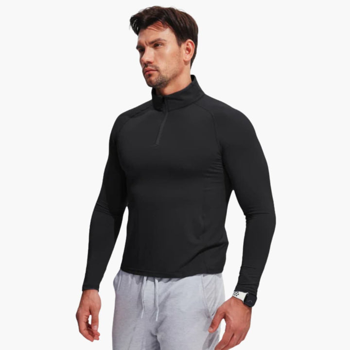 Herren hemd mit Reißverschluss Ausschnitt und langen Ärmeln