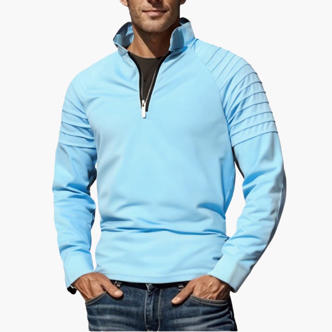 Herren Halbzips Pullover mit geripptem Design und Reißverschluss