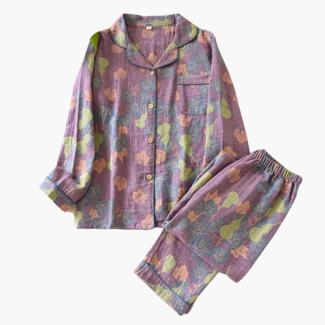 Damen Fleece Pyjama Set mit Bärenmotiv und elastischem Bund