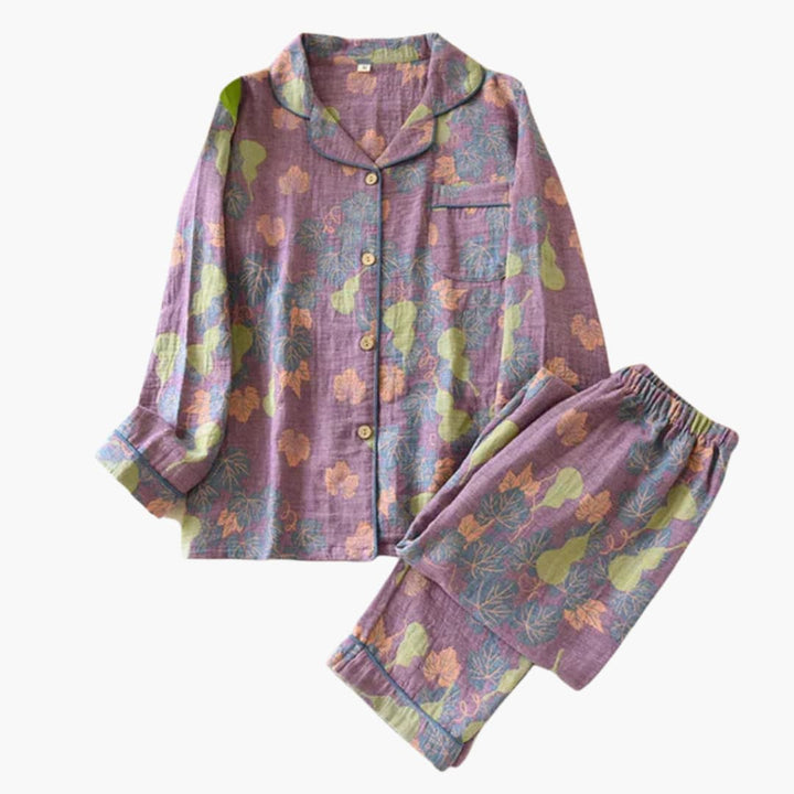 Damen Fleece Pyjama Set mit Bärenmotiv und elastischem Bund