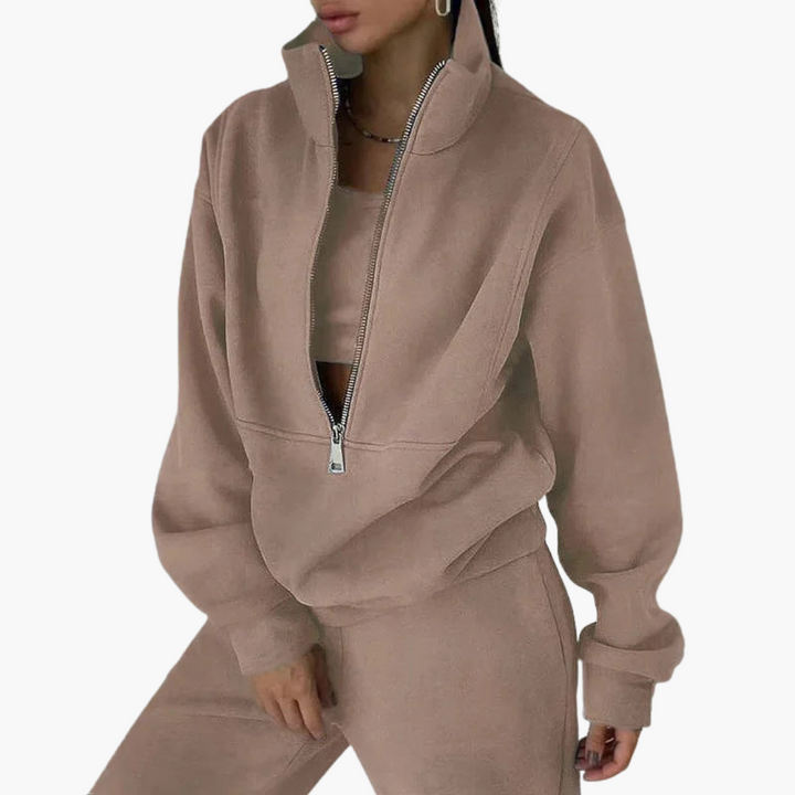 Damen Trainingsanzug mit Reißverschluss Sweatshirt und Hose