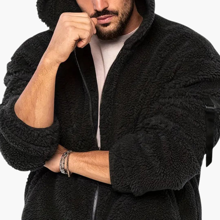 Herren Teddy jacke mit Reißverschluss und langen Ärmeln