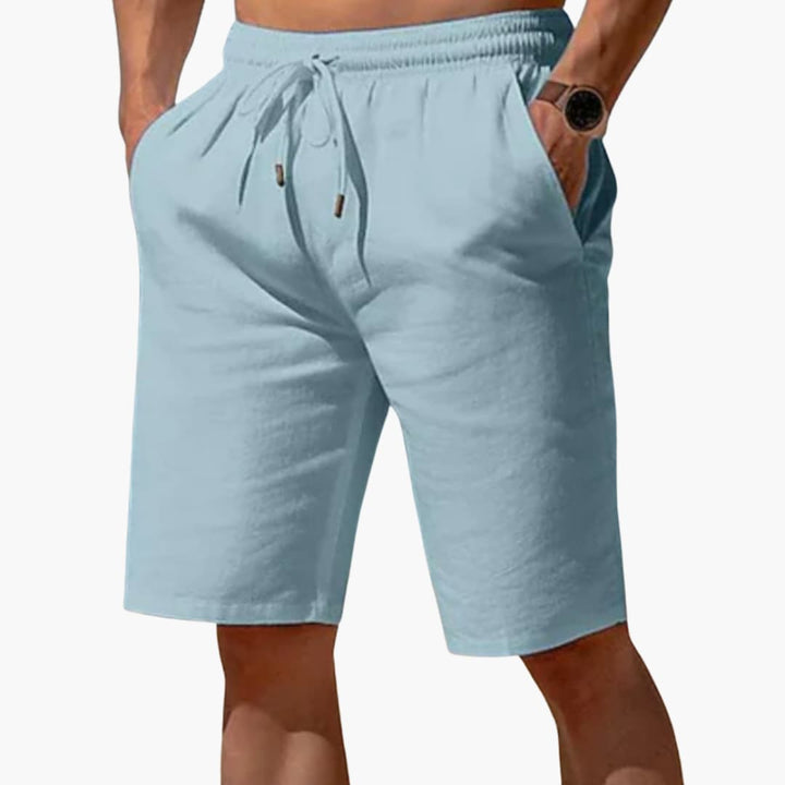 Herren Leinen Sommer Shorts mit Kordelzug und Taschen