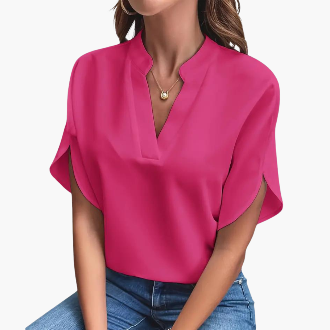 Bluse mit V-Ausschnitt für Damen – kurzarm und elegant
