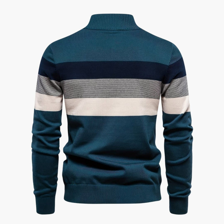 Herren pullover mit halbem Reißverschluss und gestreifter Oberfläche