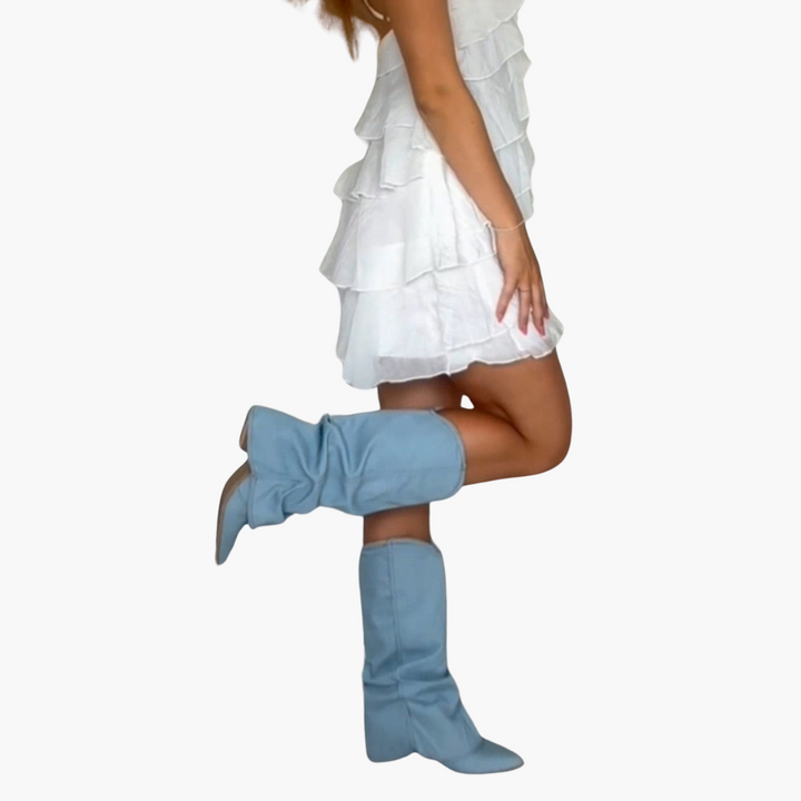 Modische Denim Stiefel für Damen – Slouchy Look & Trendy