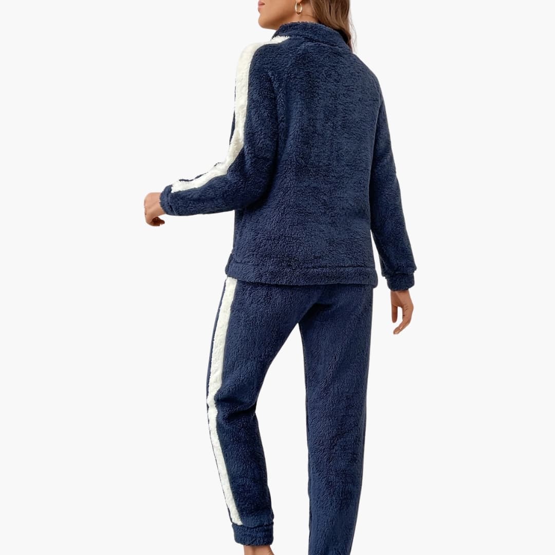 Damen Loungewear Set mit Halb-Reißverschluss und langen Ärmeln