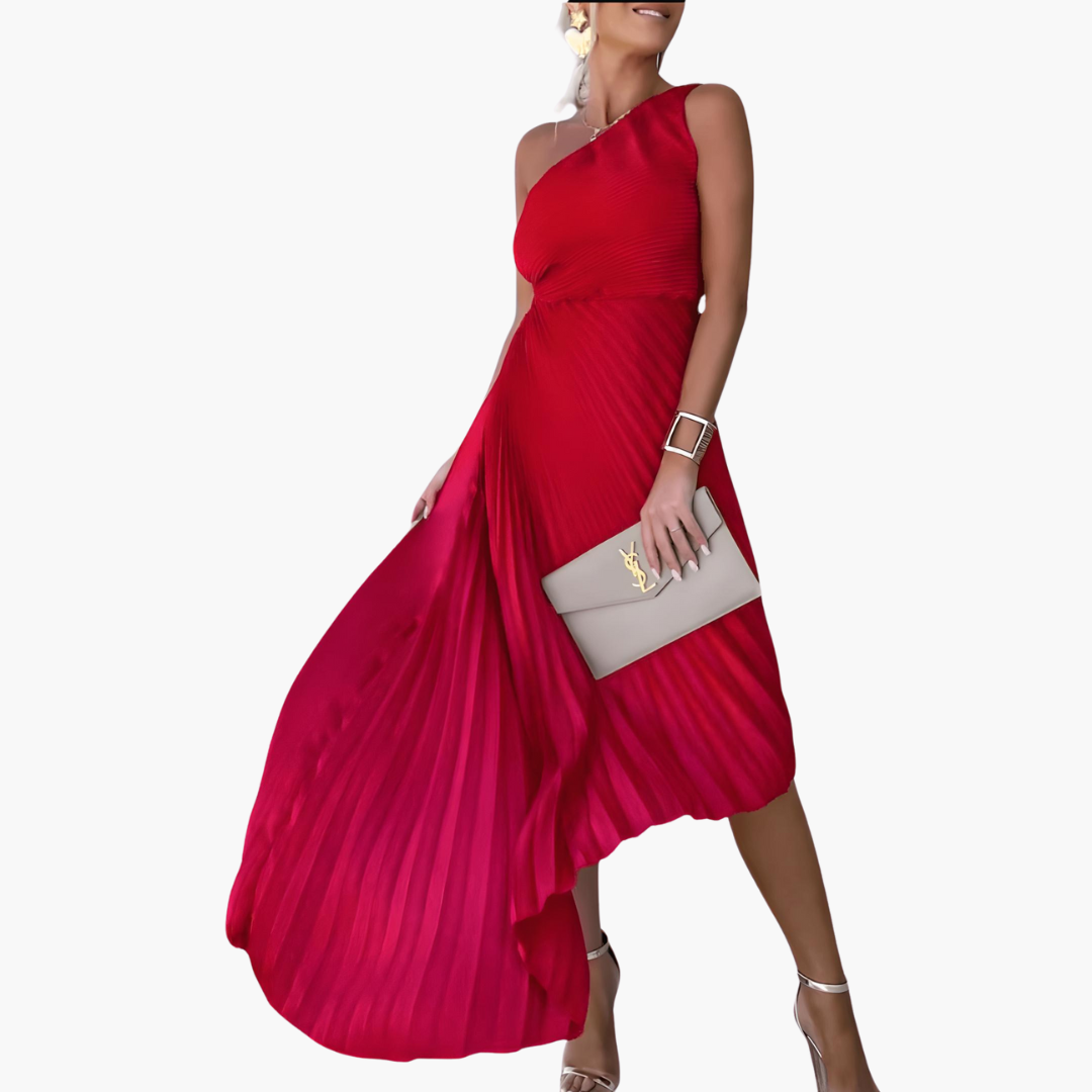 Knöchellanges ärmelloses Abendkleid für Frauen mit einer Schulter