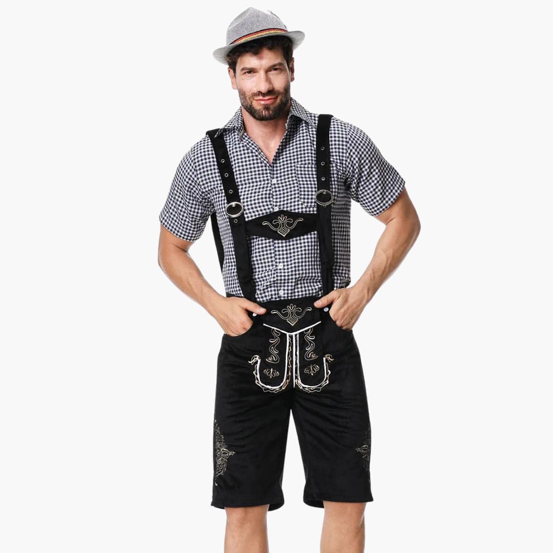 Herren Trachtenhose mit Hosenträgern und Stickereien