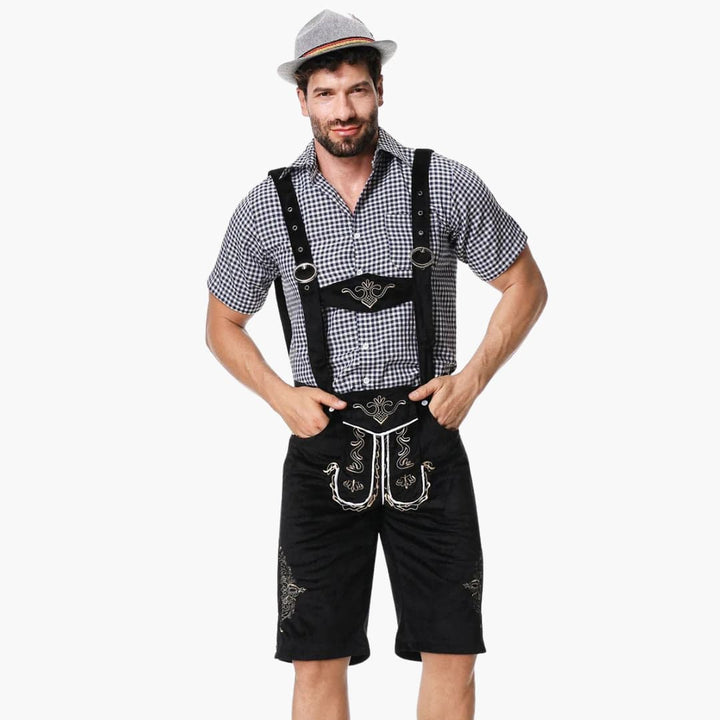 Herren Trachtenhose mit Hosenträgern und Stickereien