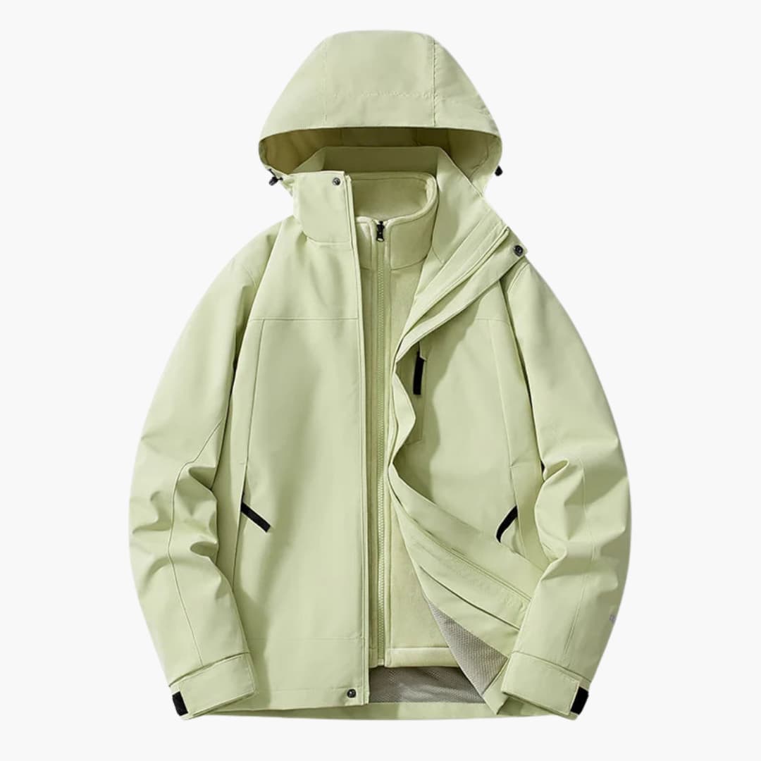 Unisex Skijacke mit Kapuze und Reißverschlusstaschen