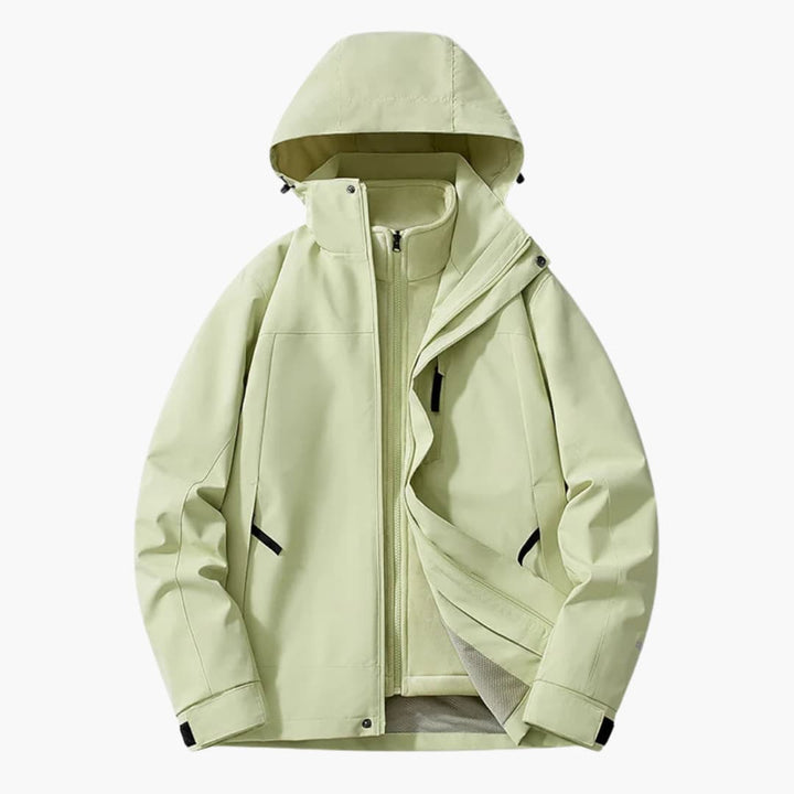 Unisex Skijacke mit Kapuze und Reißverschlusstaschen