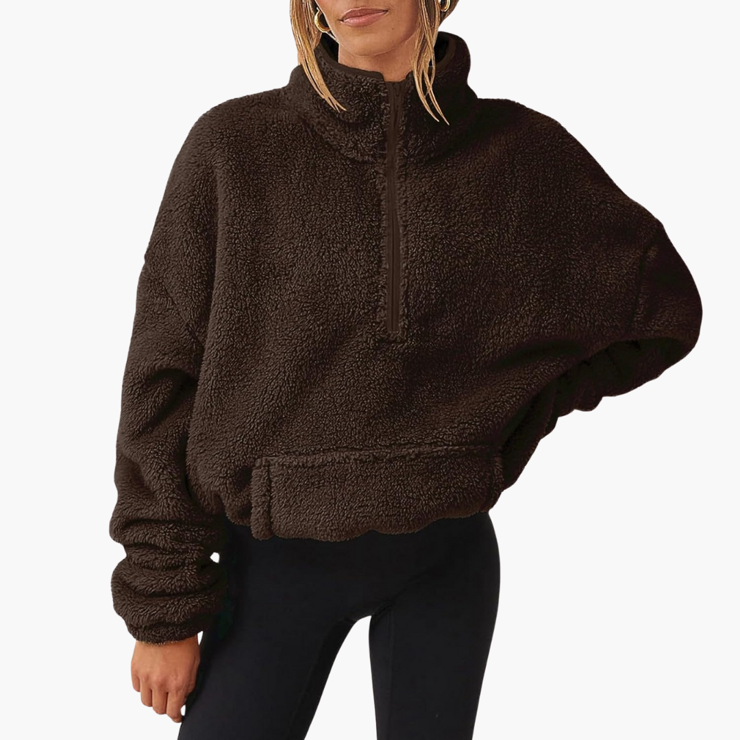 Fleece Pullover für Damen mit halbem Reißverschluss