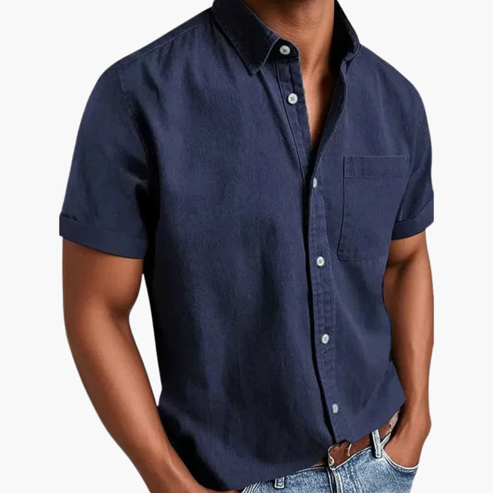 Herren Kurzarmhemd mit Brusttasche für Frühling und Sommer