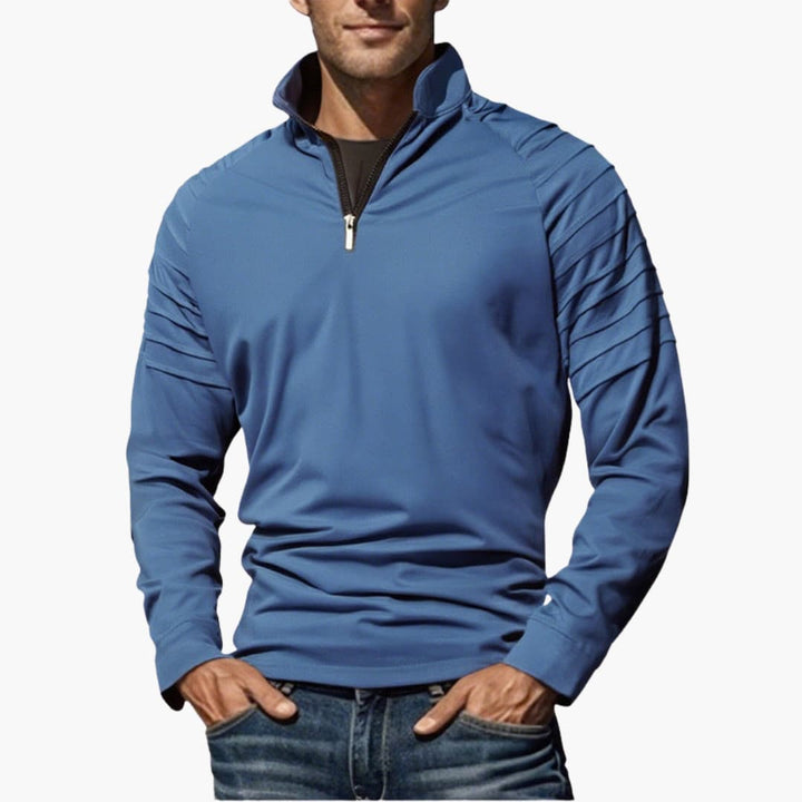 Herren Halbzips Pullover mit geripptem Design und Reißverschluss