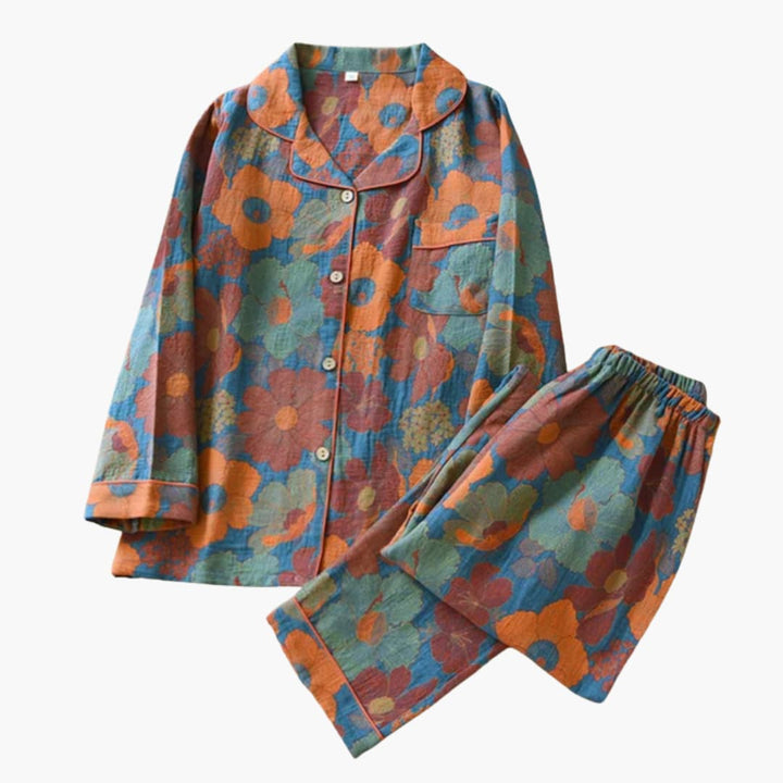 Damen Fleece Pyjama Set mit Bärenmotiv und elastischem Bund