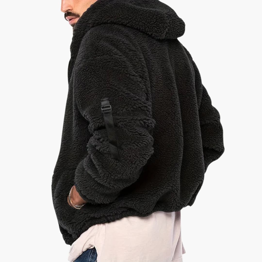 Herren Teddy jacke mit Reißverschluss und langen Ärmeln