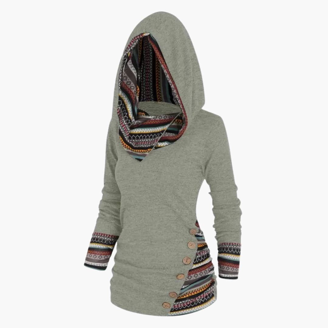 Damen Kapuzenpullover mit Knöpfen und Tasche