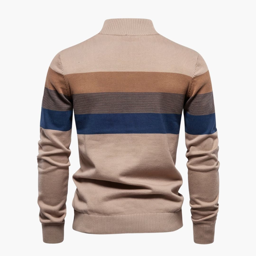 Herren pullover mit halbem Reißverschluss und gestreifter Oberfläche