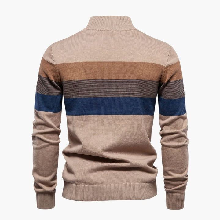 Herren pullover mit halbem Reißverschluss und gestreifter Oberfläche