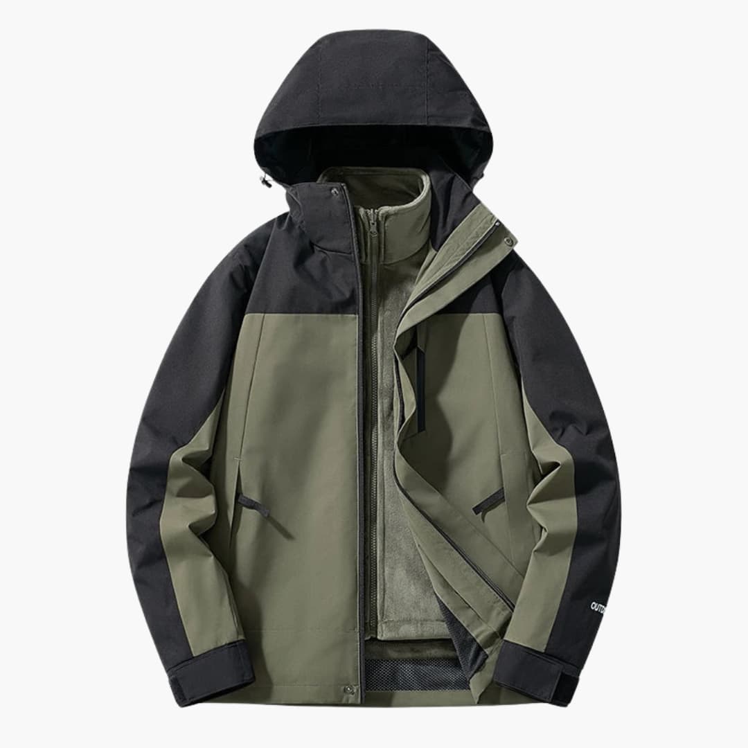 Unisex Skijacke mit Kapuze und Reißverschlusstaschen