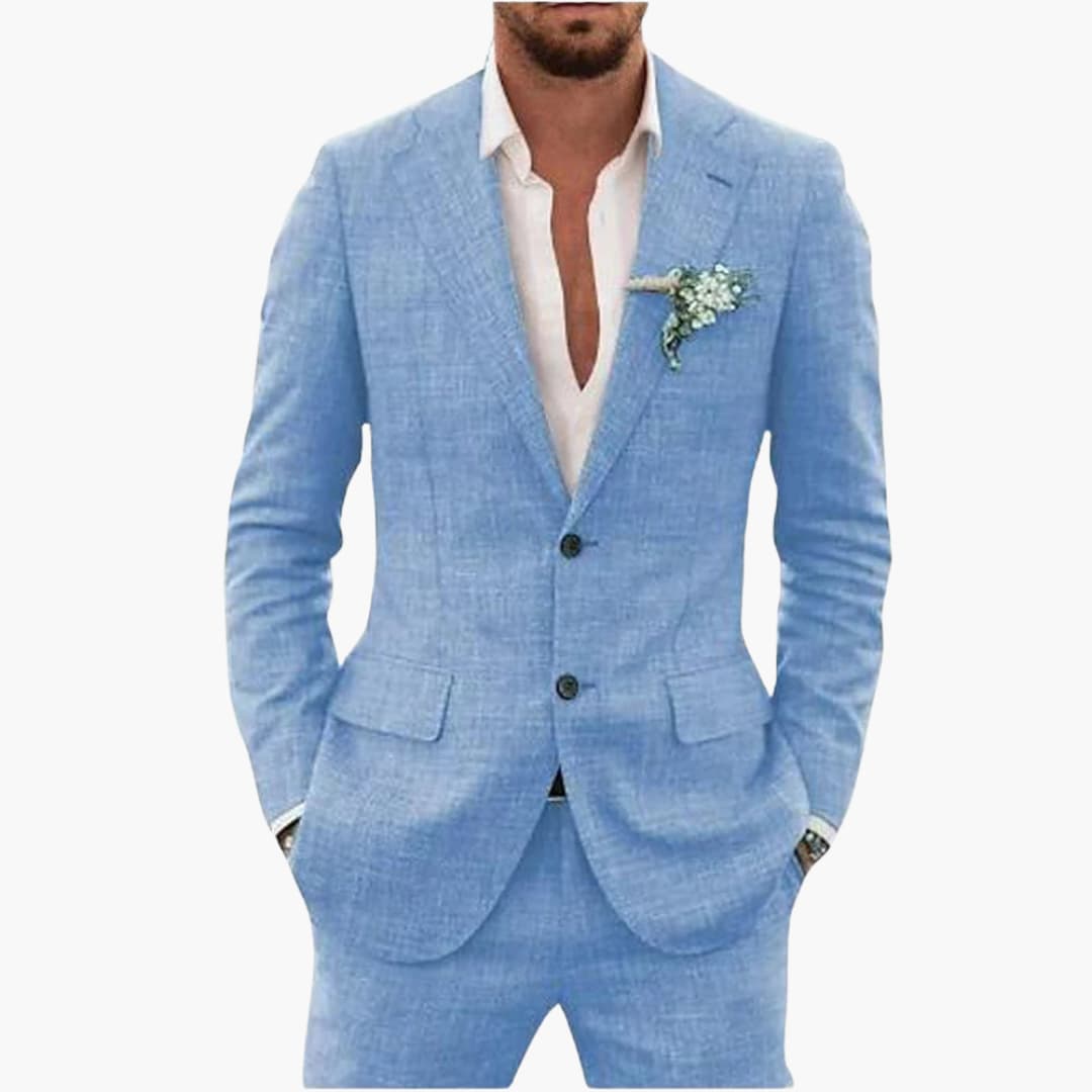 Herren Sommeranzug mit Revers und tailliertem Schnitt