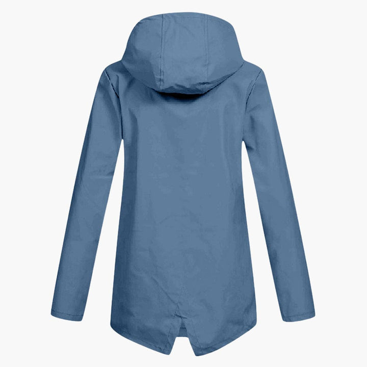 Damen regenmantel mit verstellbarer Kapuze und Reißverschluss