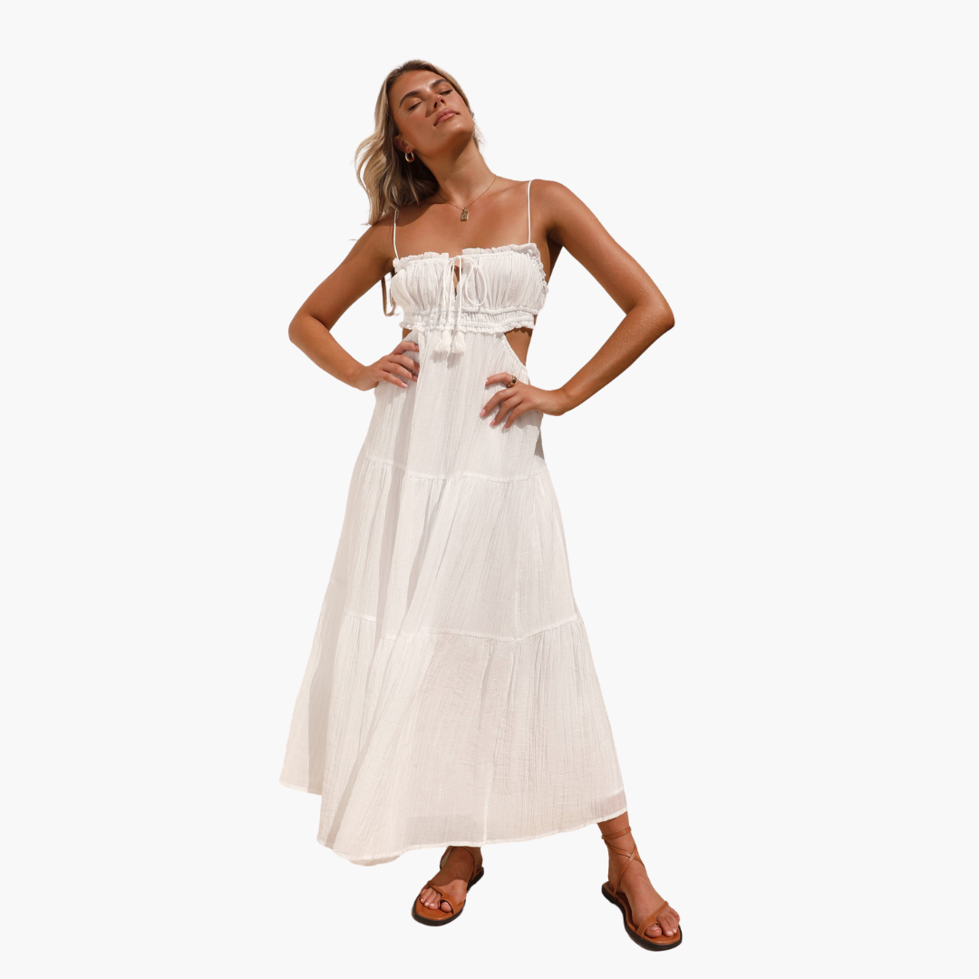 Maxikleid für Damen – Boho-Stil mit Bindebändern